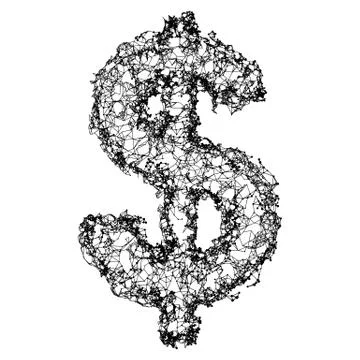 Dollar sign wireframe vector Illustrazione stock
