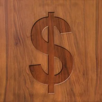 Dollar sign on wood Stock Illustration