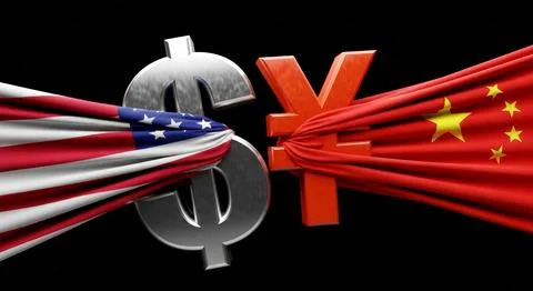 A dollar sign is wrapped around a red and white flag Illustrazione stock