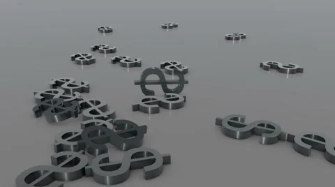Dollar signs in 3D fall and scatter Stockbeeldmateriaal 2271726