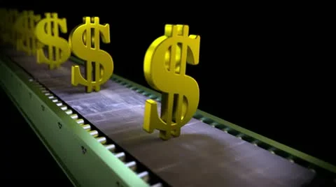 Dollar signs on conveyor belet Stock Footage 12096430