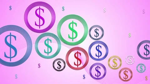 Dollar signs in round frames money finance and business growth background a.. Vídeos de archivo 337879519