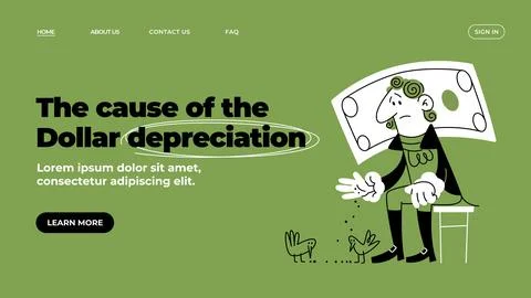 Dollar sits on a stool and feeds the pigeons. Falling quotations of the U.S.. Stock Illustration