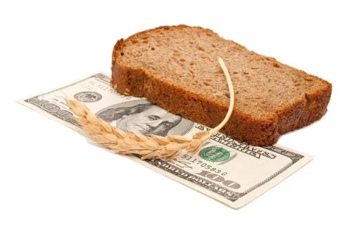 Dollar with slice bread Stock Photos