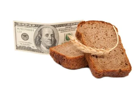 Dollar with slice bread Stock Photos