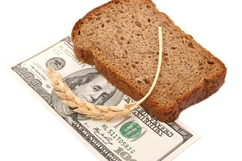 Dollar with slice bread Stock Photos