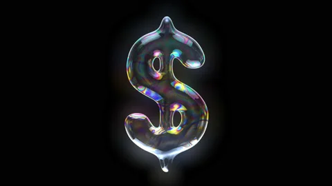 Dollar soap bubble, inferring economic crisis or financial bubbles, 4k Loop Stock Footage 132618543