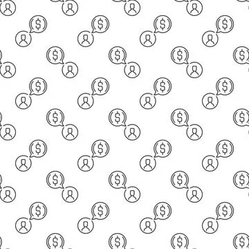 Dollar Speech Bubble with Man vector outline seamless pattern Stock Illustration