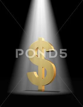 Dollar in the spotlight Stock Illustration