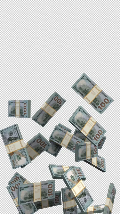 Dollar stack fountain – 3d render with alpha channel. Stock Footage 293444992