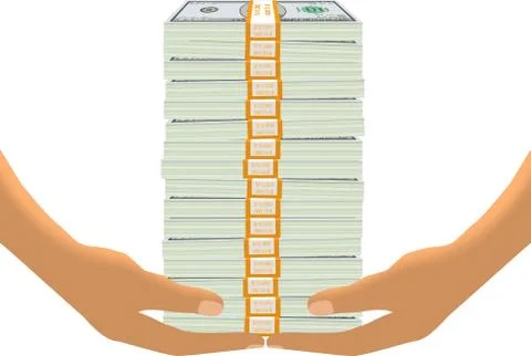 Dollar Stack on Hands Stock Illustration