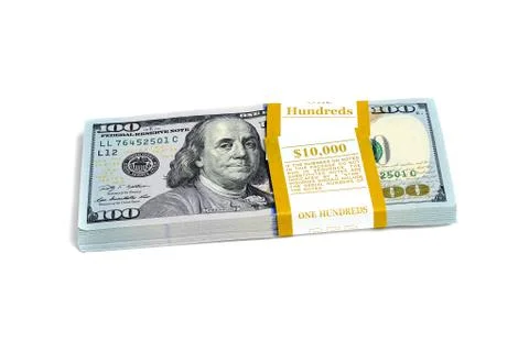 Dollar stack isolated Stock Photos
