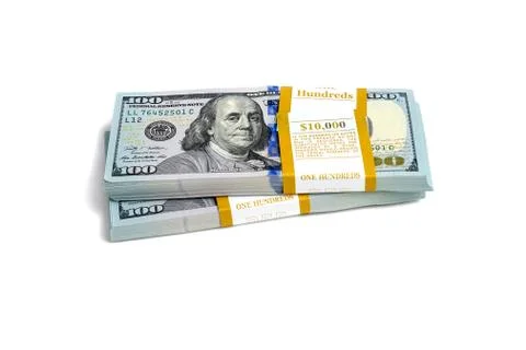 Dollar stack isolated Stock Photos