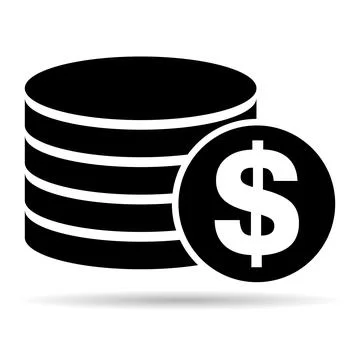 Dollar stack shadow coin, flat icon money design, cash sign vector illustrati Stock Illustration