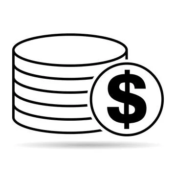 Dollar stack shadow coin, flat icon money design, cash sign vector illustrati Stock Illustration