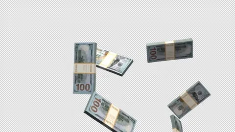 Dollar stacks fountain – 3d render with alpha channel. 库存影片 333834159