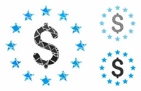Dollar stars Composition Icon of Rough Pieces Stock Illustration