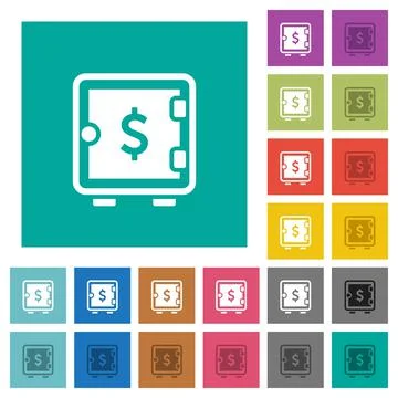 Dollar strong box square flat multi colored icons Stock Illustration