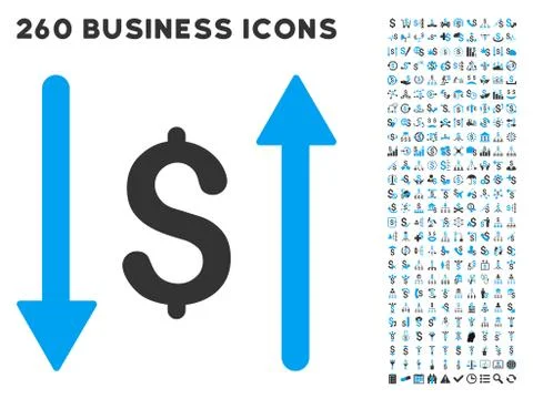 Dollar Swap Icon with Flat Vector Set Stock Illustration