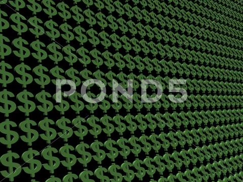 Dollar symbol 3d render on black background Stock Illustration