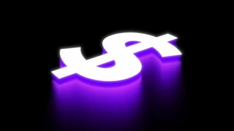 Dollar Symbol 3D Vibrant Glowing Motion Graphic Video Stock Footage 320852425