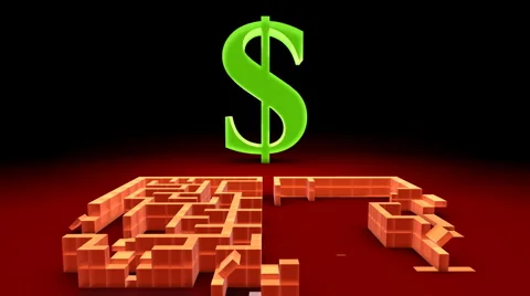Dollar symbol and maze Stock Footage 1848099