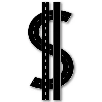 Dollar symbol with asphalt Stock Illustration