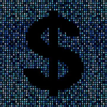 Dollar symbol on blue hex code illustration Stock-Illustration