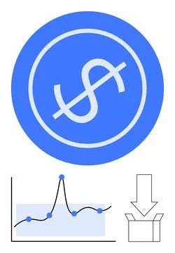 Dollar symbol data graph download box. Ideal for finance, economy, business,  Illustrazione stock