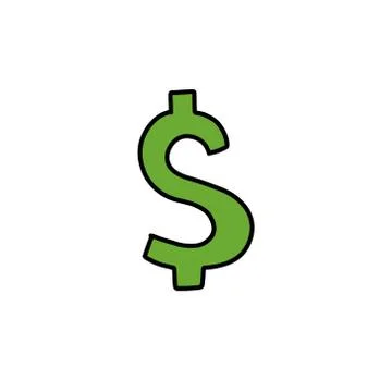 Dollar symbol doodle icon, vector color illustration Stock Illustration