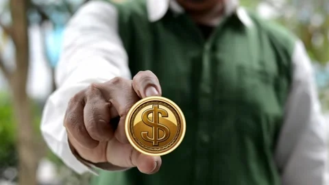 Dollar symbol on fingertip Video stock 306340777
