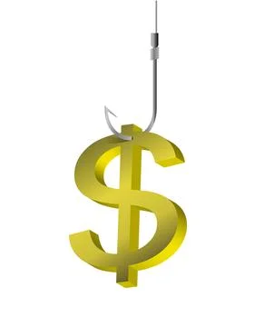 Dollar symbol on fish hook Stock Illustration