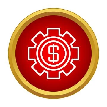 Dollar symbol in gear icon flat style Stock Illustration