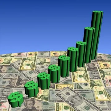 Dollar symbol graph on currency Stock Illustration