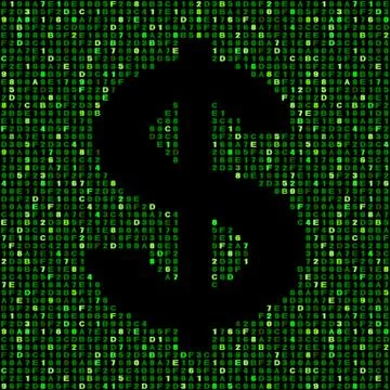 Dollar symbol on green hex code illustration Stockillustratie