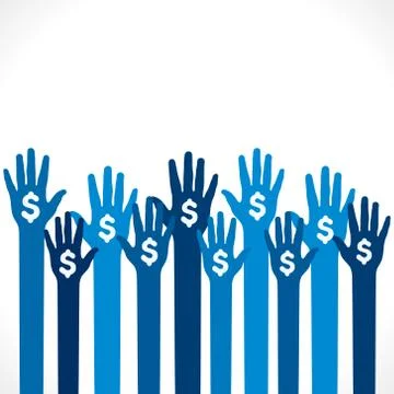 Dollar symbol in hand background vector Stock Illustration