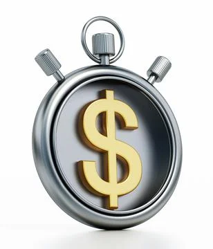 Dollar symbol inside chronometer isolated on white background. 3D illustratio イラスト素材