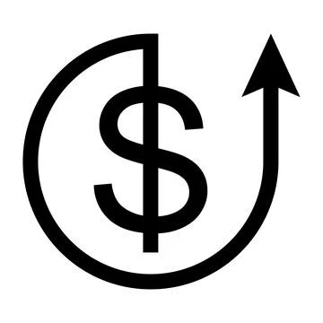 Dollar symbol inside circle with upward arrow indicating financial growth Stock Illustration