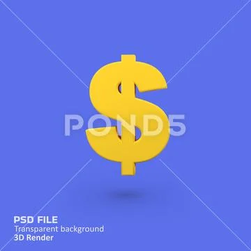 Dollar symbol isolated 3d render icon illustration PSD Template