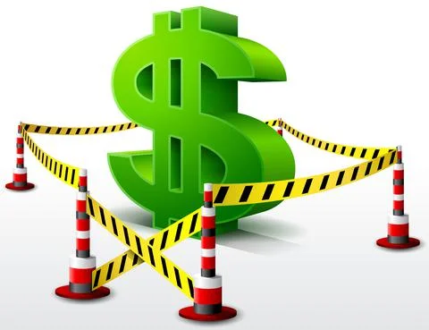 Dollar symbol located in restricted area Stockillustratie