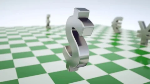 Dollar Symbol makes a move of the knight on a virtual chess board. Stock Footage 75179961