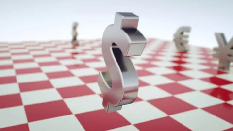 Dollar Symbol makes a move of the knight on a virtual chess board. Stock Footage 75467331