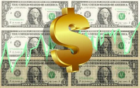 Dollar Symbol Market Graph Background Stock Illustration