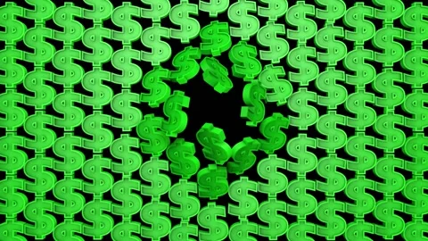 Dollar Symbol Pattern Explosion With Luma Matte Stock Footage 130968639