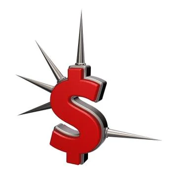 Dollar symbol with prickles on white background - 3d illustration Stock Illustration