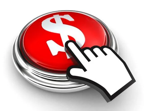 Dollar symbol red button and pointer hand Stock Illustration