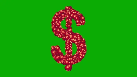 Dollar symbol with red spheres effect on green screen background Stock Footage 331840396