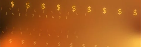 Dollar symbol rows background template animation in orange and gold Stock Footage 340557778