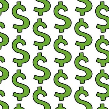 Dollar symbol seamless doodle pattern, vector color illustration Stock Illustration