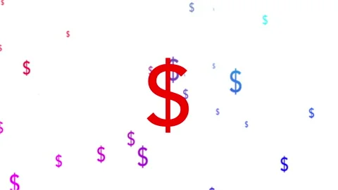 Dollar Symbol Sign Exploding Animation on Black Background and Green Screen Stock Footage 154014069